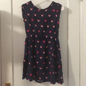 Fox and heart patterned navy dress